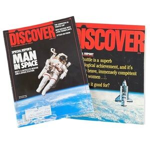 Vintage Discover The Newsmagazine of Science Lot of 2 Man in Space/Shuttle 80’s